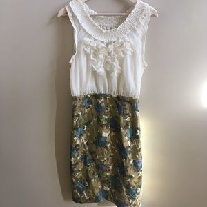 Anthropologie- NWOT floral & metallic dress, sz 6